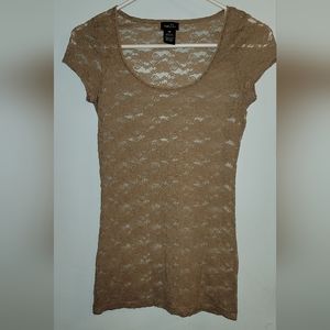 Rue 21  sheer lacey top creamy tan brown  color medium 😍